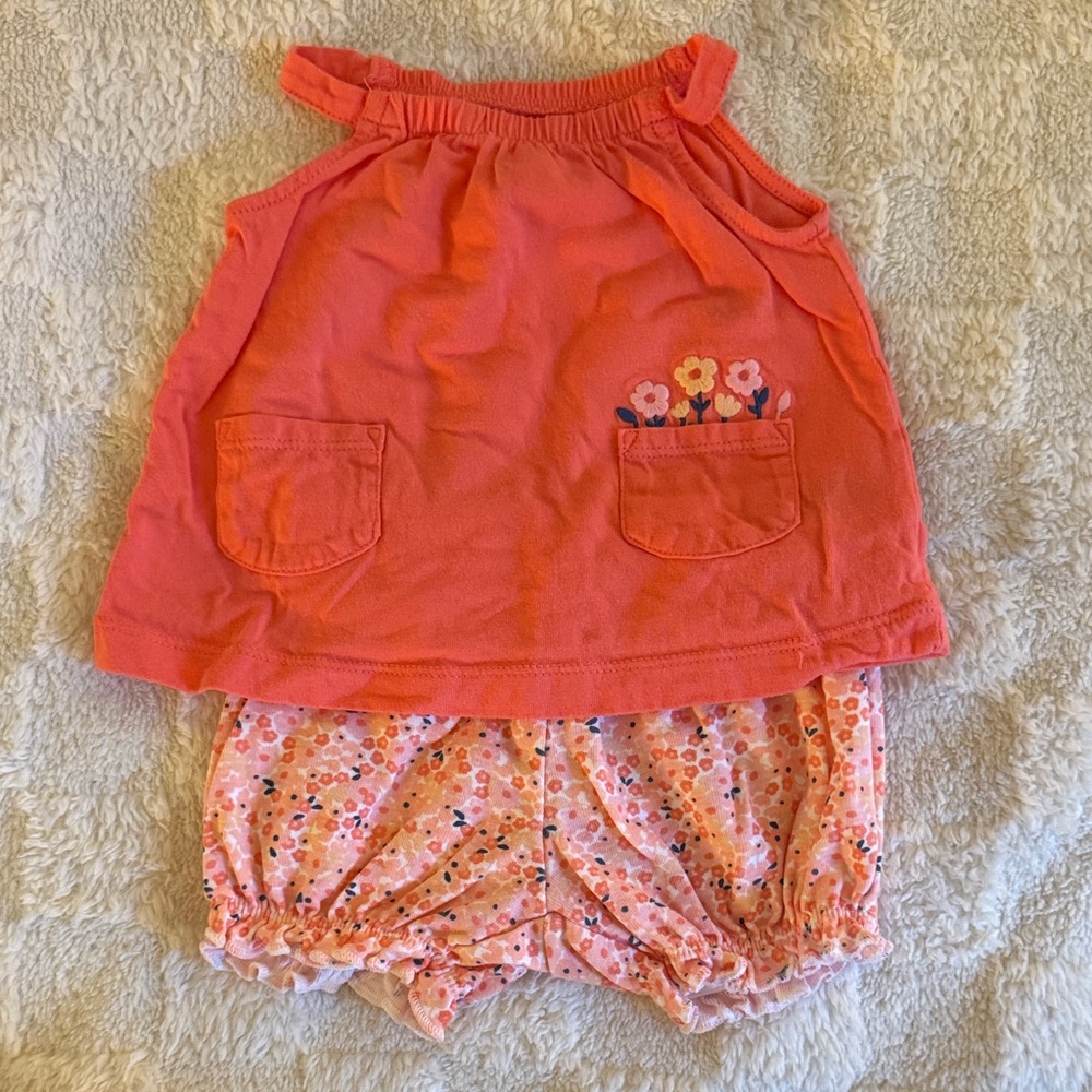 Carter's Vibrant Orange Floral Diaper Cover Set